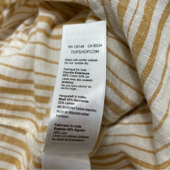 Topshop Yellow White Striped Linen Blend Jumpsuit Romper U.S. Size 8 - Picture 13 of 13